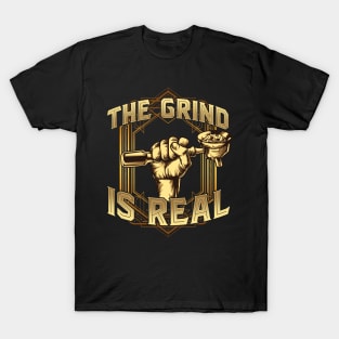 The Grind is Real Funny Baristar Coffee Bar Gift Coffeemaker T-Shirt